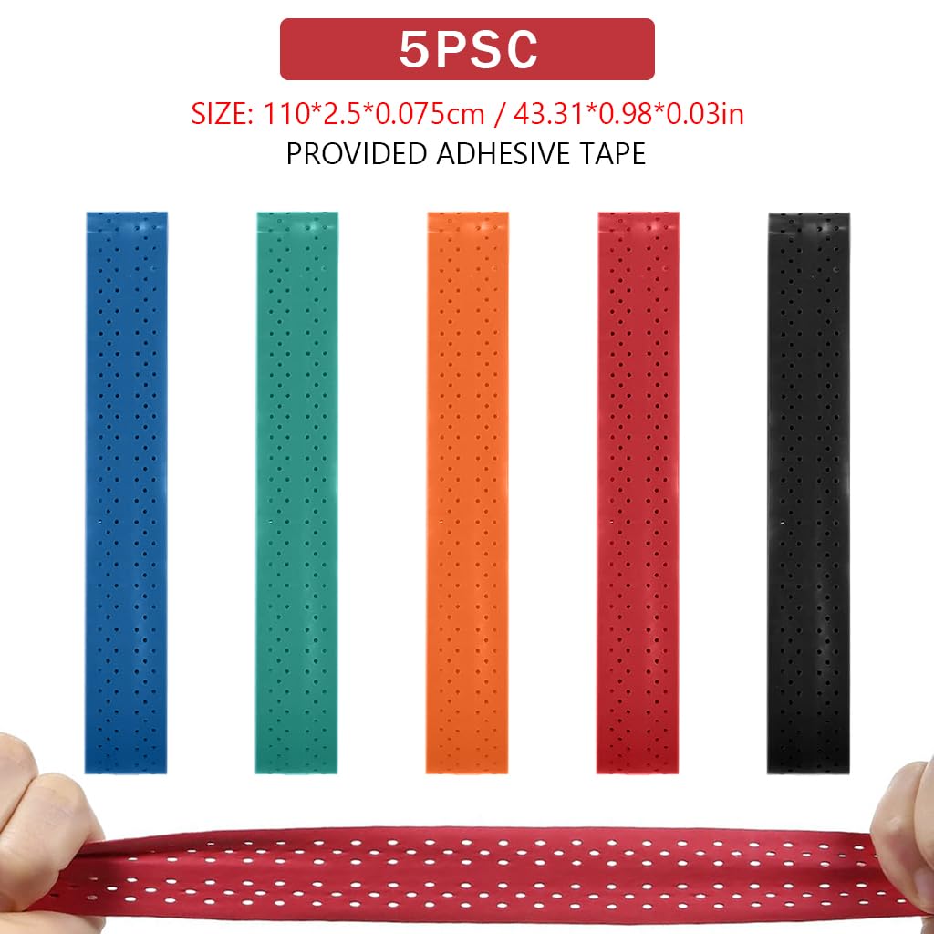 Proberos 5 Rolls Badminton Racket Grip, Sweat Absorption Badminton Racquet Replacement Cushion Grip, Color Anti Slip Overgrips for Racket Sports Pickleball Racket Tennis Racket Fishing Rod