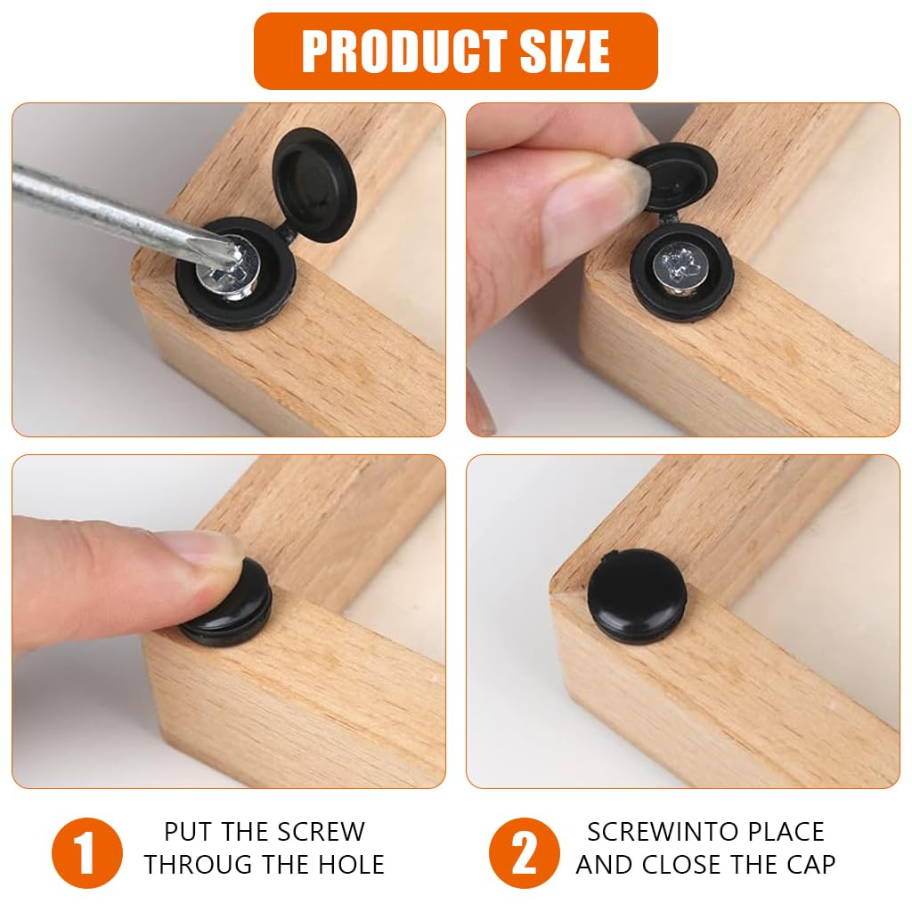Serplex 300Pcs Screw Cover Caps Plastic Screw Caps Openable Screw Head Protective Caps Screw Cover Caps Screw Protection, Black