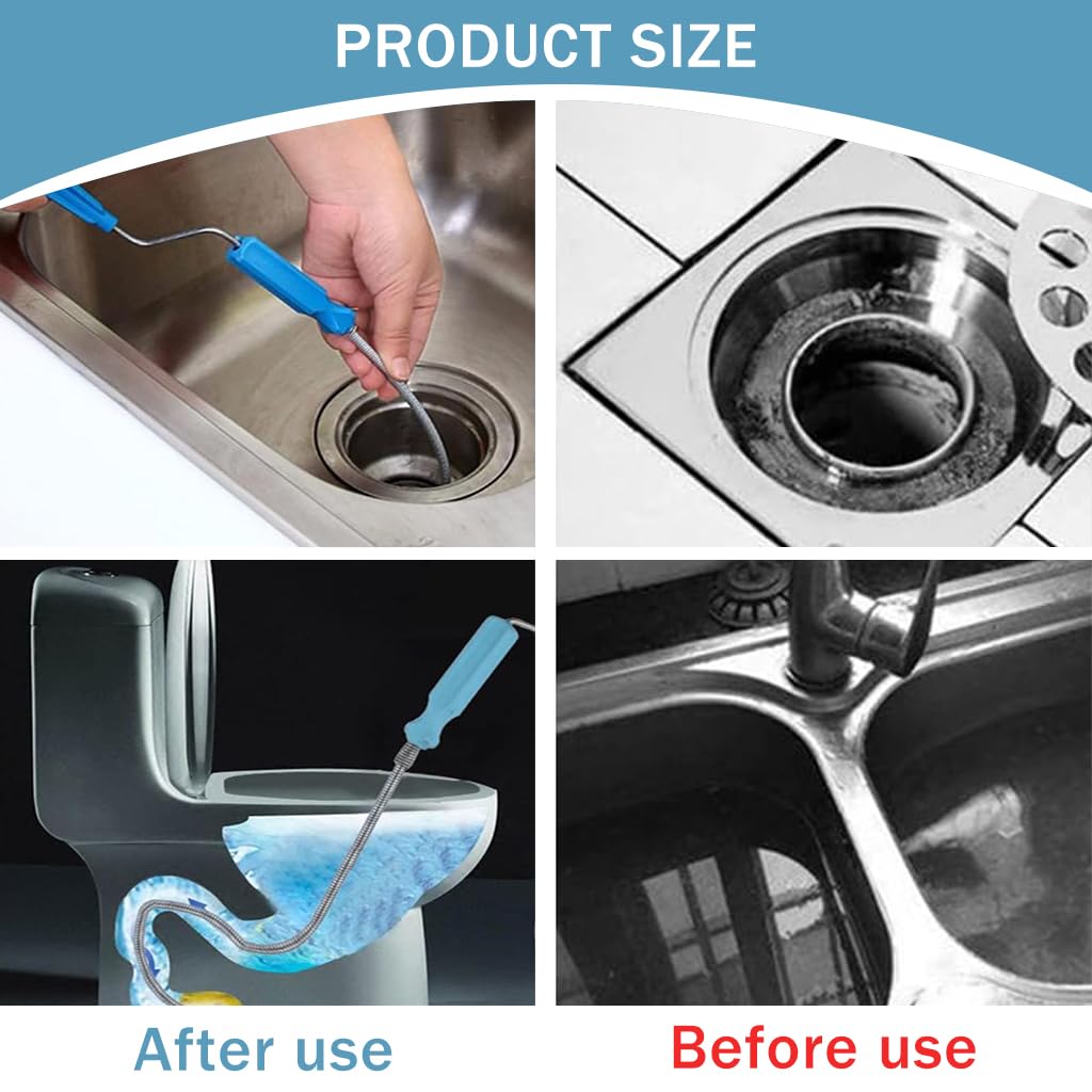HASTHIP 9.8ft Stainless Steel Drain Cleaner Tool, Spiral Spring Pipe Design, Sink & Tub Drain Dredge Tool, Sewer Cleaning Tool for Bathroom, Kitchen & Toilet