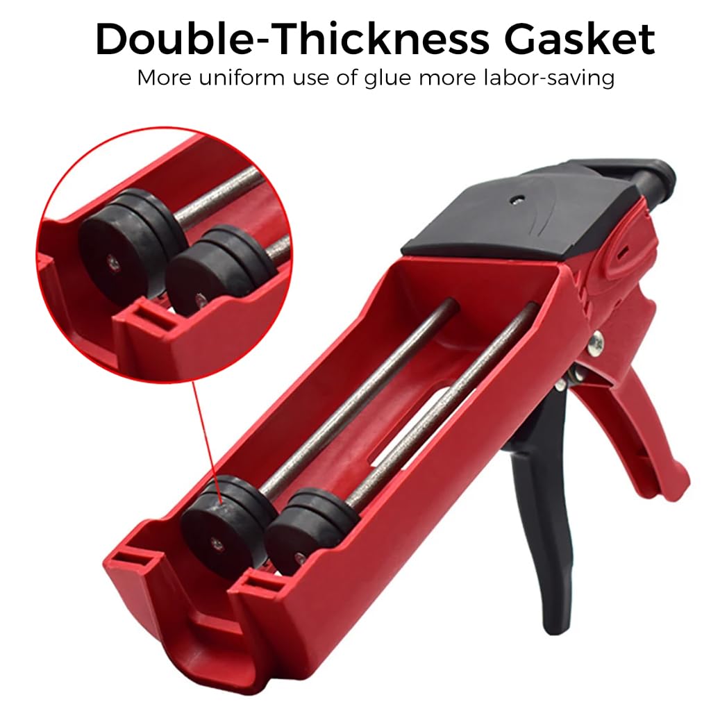 STHIRA Application Gun Double Cartridge Gun Applicator Dual-tube Caulking Gun Labor Saving Caulk Glue Gun Sealant Gun Mastic Gun with Trigger Versatile Caulking Gun
