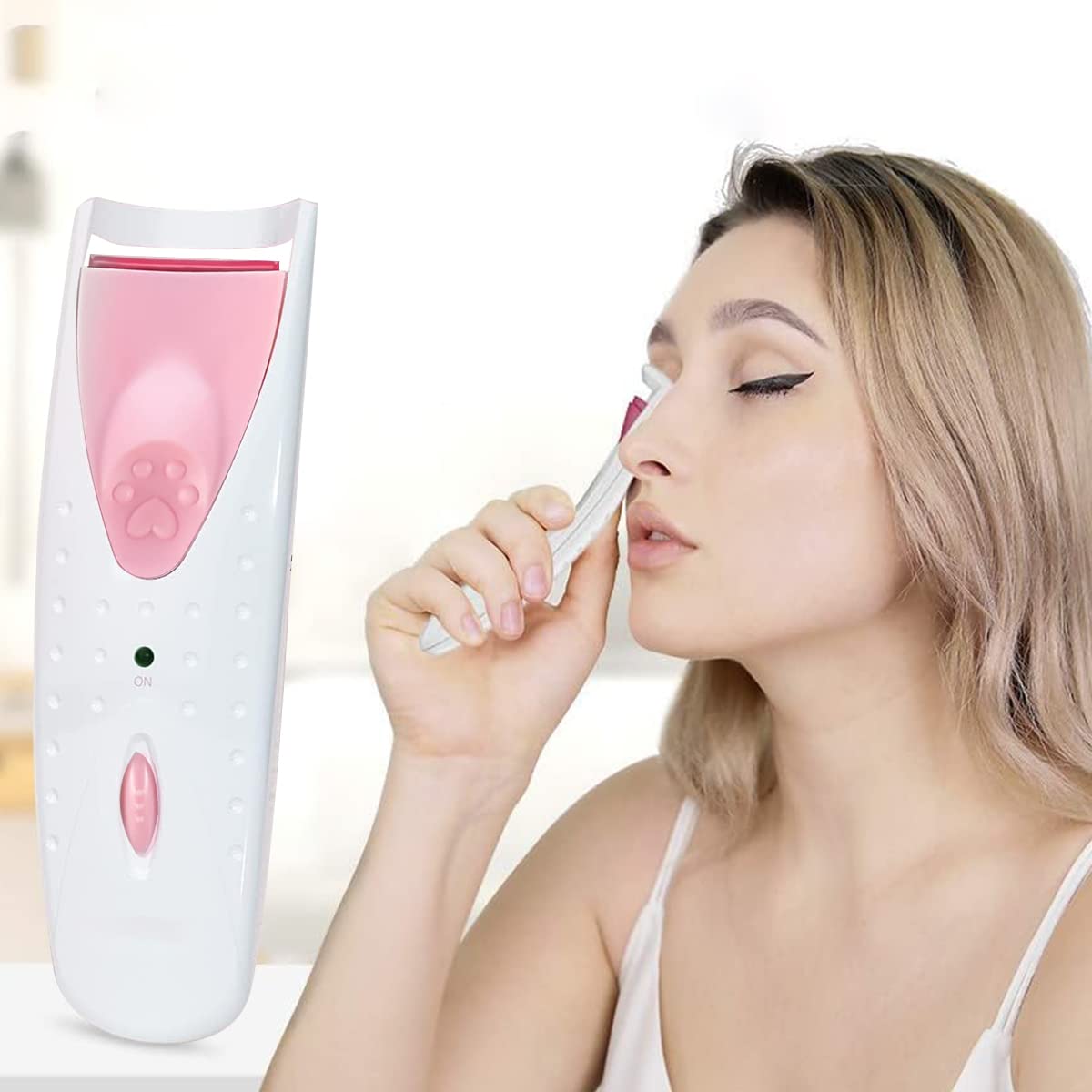 MAYCREATE Heated Eyelash Curler for Women, Electric Eyelashes Curler with Silicone Heating Pad, Fast Heating Natural Curling Lash Styling Tools