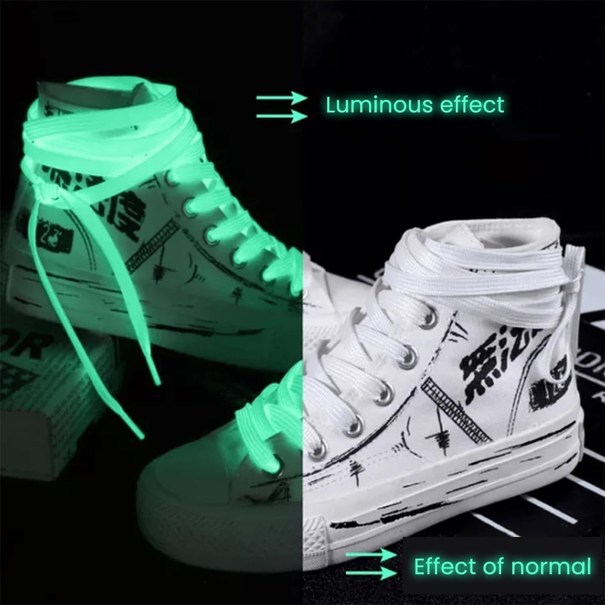 PALAY 5 Pair Luminous Shoelaces For Sneakers Sports Shoes Luminous Shoelaces Glow In The Dark Shoelaces for Night Running, Fashion Luminous Shoelaces (5 Colors)