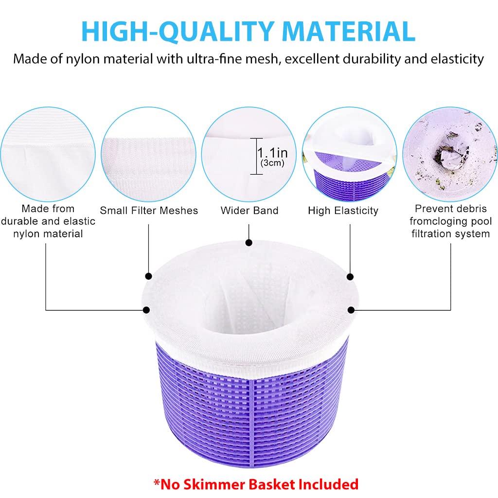 Optifit 10pcs Pool Skimmer Basket Sock Filter Mesh Net for Pool Skimmer Basket Strong Elastic Pool Skimmer Socks Swimming Pool Cleaning Supplies, No Skimmer Basket Included