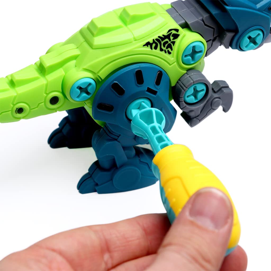 PATPAT Dinosaur Toys for Kids STEM Construction Building Toys for Kids,Dinosaur Toy with Toy Screwdriver Dinosaur Egg Assembling Building Block Toy Birthday Gifts for 4-8 Year Old Boys Girls (Blue)