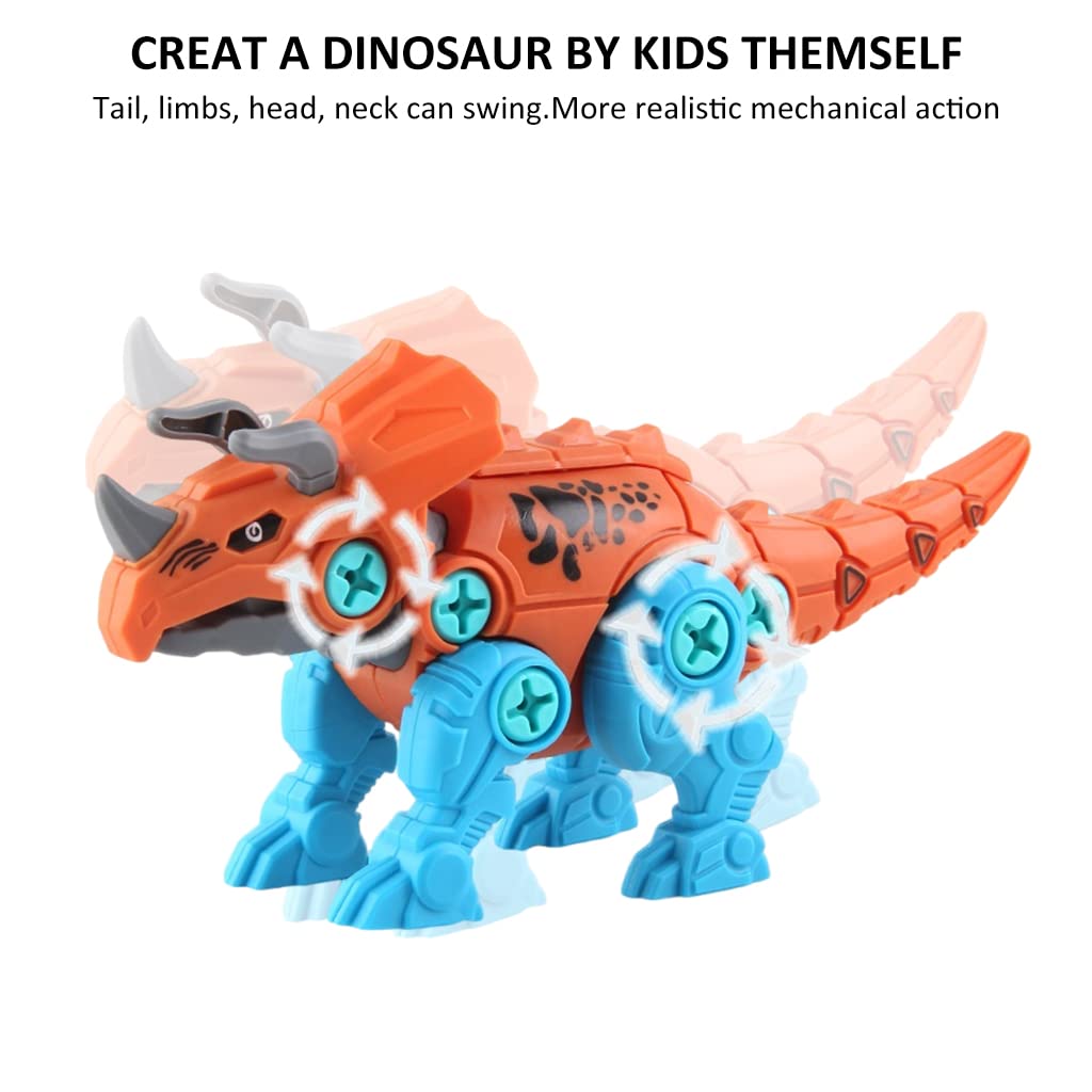 PATPAT Dinosaur Toys for Kids STEM Construction Building Toys for Kids Dinosaur Toy with Screwdriver Dinosaur Egg Assembling Building Blocks Birthday Gifts for 3-8 Year Old Boys Girls (Triceratops)
