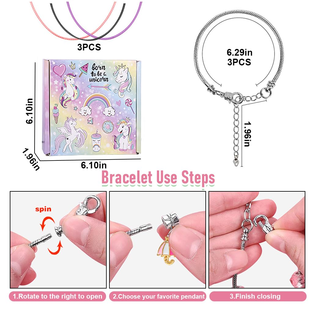 SANNIDHI Bracelet Making Kit for Girls, DIY Charms Bracelet Beads Kit for Jewellery Making, Cartoon Mermaid Unicorn Pendent, Necklace String Crafts Set for Kids Ages 6-12 Teen Girls Gifts