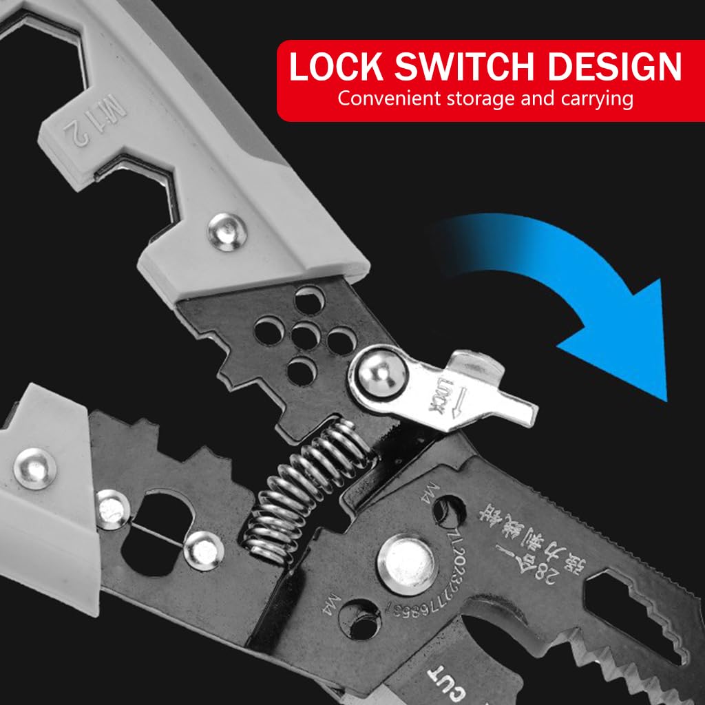 Serplex Wire Cutter Multi Wire Cutter Stripper Tool 28-in-1 Multifunctional Wire Stripper Vice Tool Chromium Vanadium Steel Wire Cutter Wire Stripper Crimper Crimping Tool for Electrician