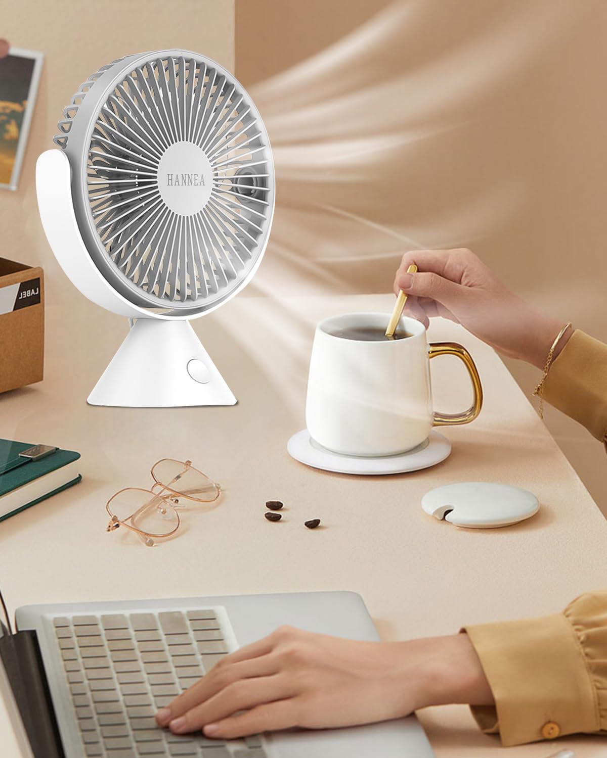 HASTHIP Portable Camping Fan with Folding Hanging Handle 360° Rotation Hanging USB Fan