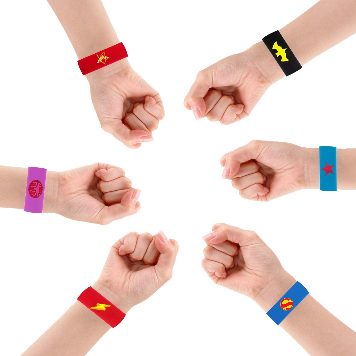 PATPAT 24pcs Rainbow Unicorn Wristbands Party Favor Kids Slap Bracelets 8.6 inches Wrist Loop Unicorn Slap Bracelets for Party, Festival, Event