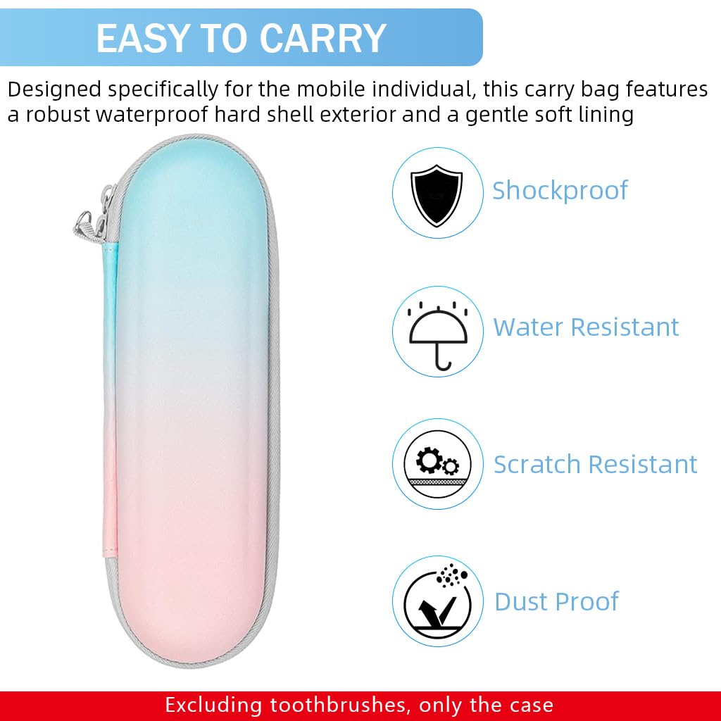 HANNEA Electric Toothbrush Hard Travel Case Compatible with Oral-B Pro Pro 500 300 1500 iO series 7 8 9 Electric Toothbrush, Portable EVA Protective Storage Bag Holder with Mesh Pocket, Pink