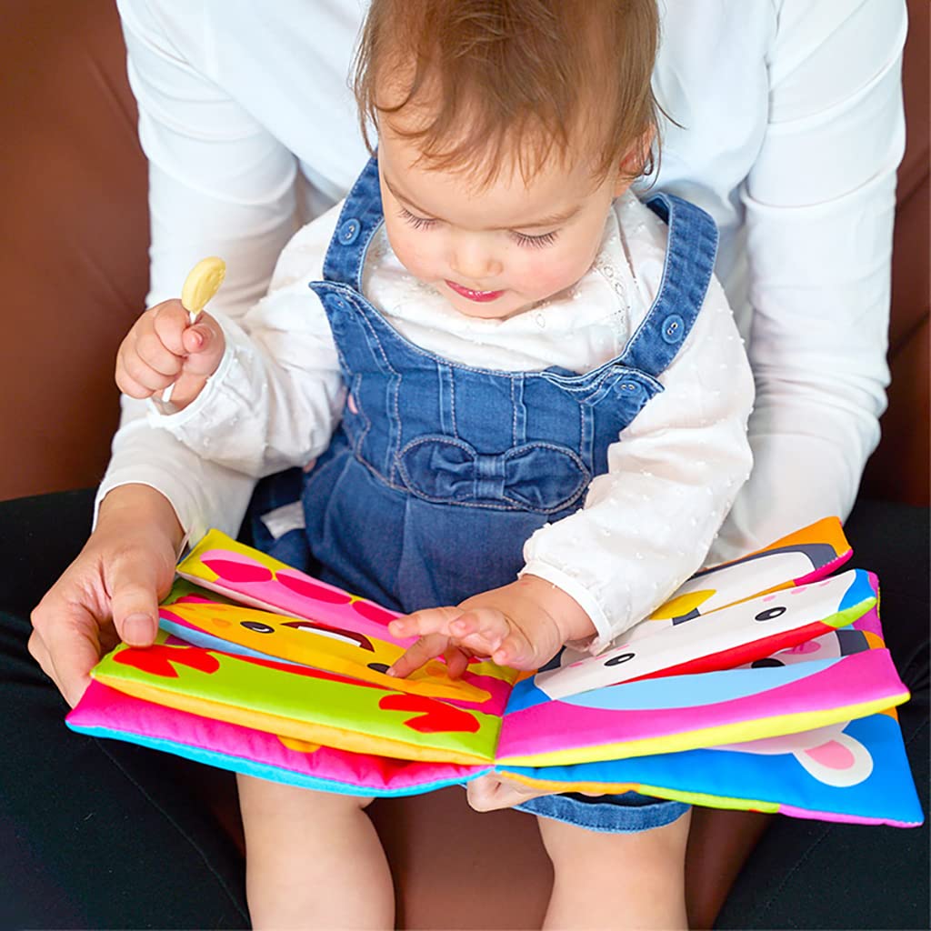 PATPAT Cloth Book for Babies,Cartoon Animal Figurature Cloth Book Early Education Toys for Toddler Mix& Match Animal Face Cloth Book for Baby Intelligence Development,18x18cm