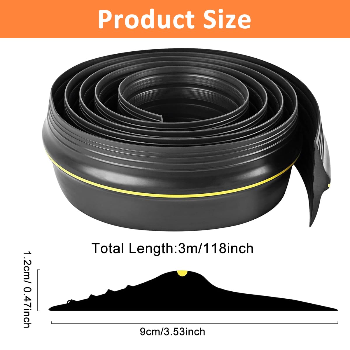 HASTHIP Rubber Door Sweep Weatherproof Door Seal Strip Non-sticky Door Window Weather Stripping, Door Weatherstrip, Door Seal Strips, Weather Stripping for Doors and Windows, 88mm width, 9.84ft