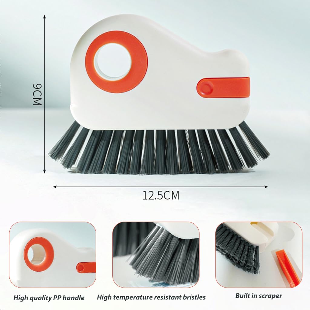 HASTHIP 2 in 1 Groove Cleaning Brush Window Track Cleaning Tools, Multifunction Bristle Crevice Cleaning Brush with Hidden Scraper, Grout Cleaner Grip Brush for Sliding Door Track
