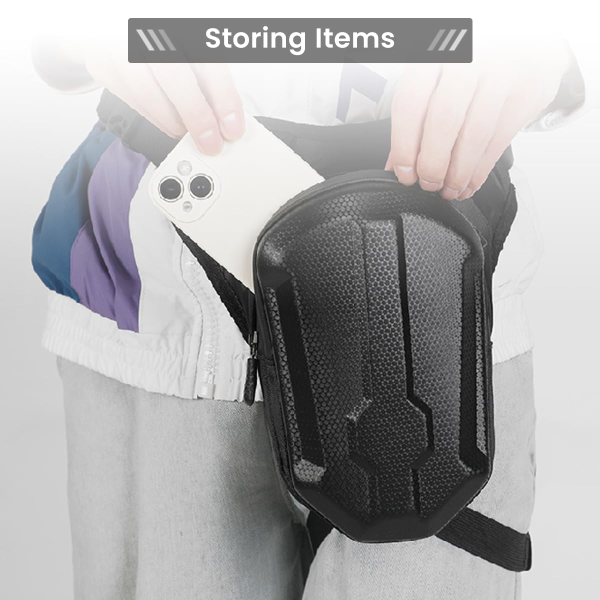 GUSTAVE Waist Bag for Men, Crossbody Bags Hard Shell, Fanny Bag Multi-Pocket Thigh Bag, Strap to Leg or Hip for Camera, Motorcycling, Outdoor, Hiking, Adventure and Travel