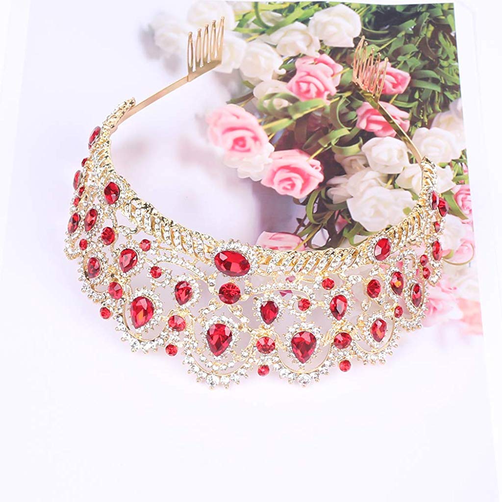 GUSTAVE Women Luxurious Crystal Rhinestone Bridal Princess Crown Headpieces Tiara Accessory with Comb for Girls