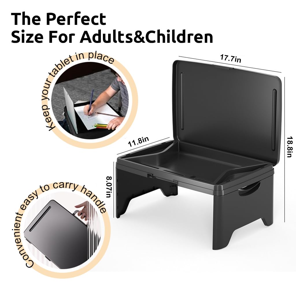 ZORBES Laptop Table for Bed Foldable Study Table for Kids Portable Laptop Table Multi-Purpose Folding Lap Desk Plastic Table for Study Laptop Desk for Work, Reading, Studying 17.5