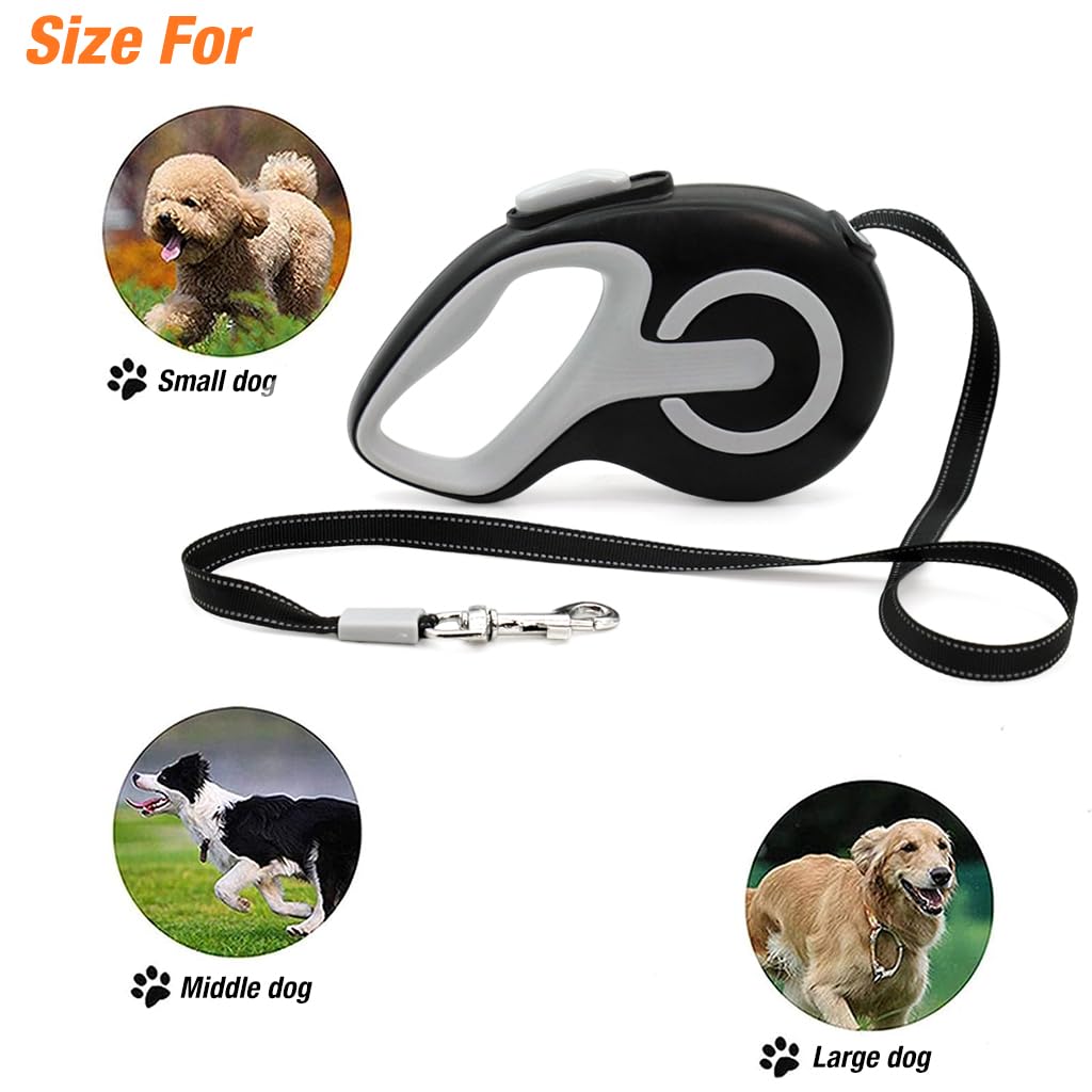 Qpets 3m Dog Training Belt, Retractable Dog Leash for Large Dogs, Durable Nylon Rope Dog Training Leash Anti-Slip Handle Leash for Small Medium Large Dog (Within 50kg)