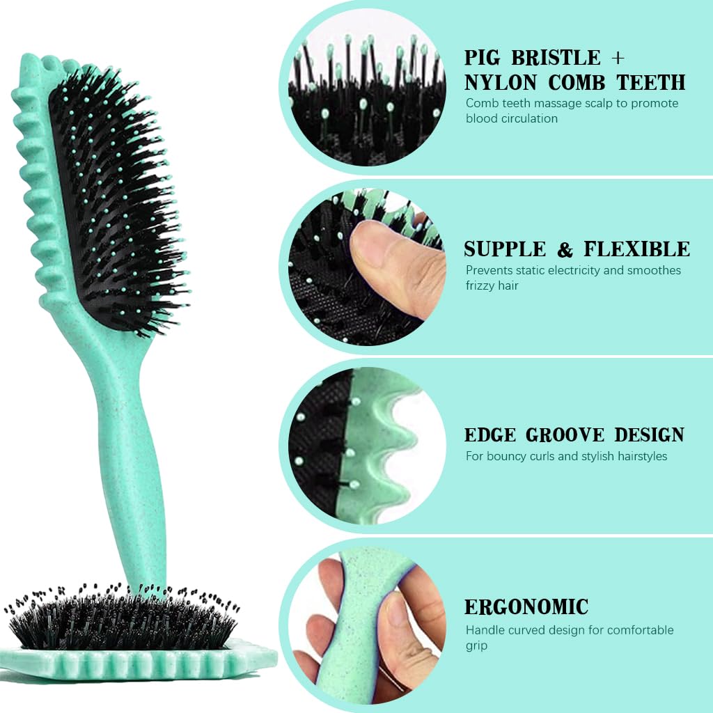 MAYCREATE Hair Brush for Women, Paddle Hair Comb for Women Girls, Curl Defining Styling Brush, Nylon Bristles Massage Brush Air Cushion Comb for Home or Salon Combing and Shaping