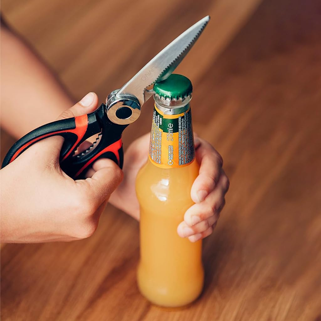 ZORBES® Kitchen Scissors with Sheath, Stainless Steel Kitchen Scissor Culinary Shears Fish Scaler Nutcracker Bottle Opener Kitchen Utility Shears for Meat, Herbs, Vegetables, Small Bones