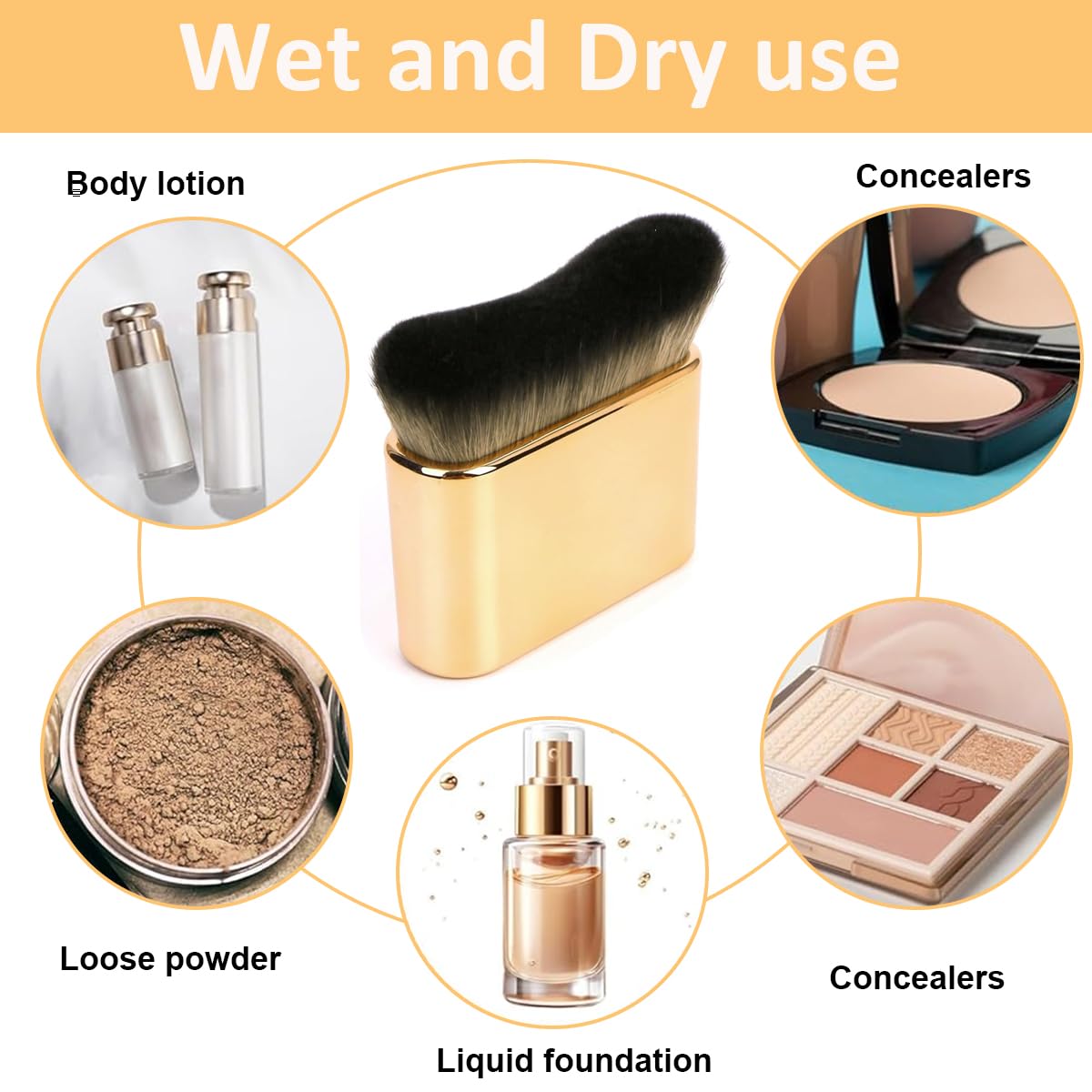 MAYCREATE Makeup Brush Multipurpose Soft Bristles Self Tanning Applicator Brush Foundation Brush Kabuki Foundation Brush Makeup Brush for Liquid Foundation, Setting Powder, Powder Blusher