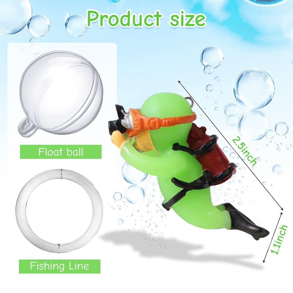 Qpets 2 Pcs Aquarium Floating Cartoon Diver Night Glow Resin Aquarium Decorative Items Fish Tank Aquarium Accessories All, Floating on Water Aquarium Decorative Item Ornament for Fish Aquarium