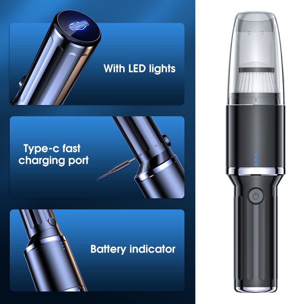 ZORBES Car Vacuum Cleaner Wireless USB Portable Vacuum Cleaner for Car, Vaccum Cleaner Handheld Vacuum Cleaner with 2 Nozzles, Strong Suction 9000PA Rechargeable Cordless Vacuum Cleaner for Car
