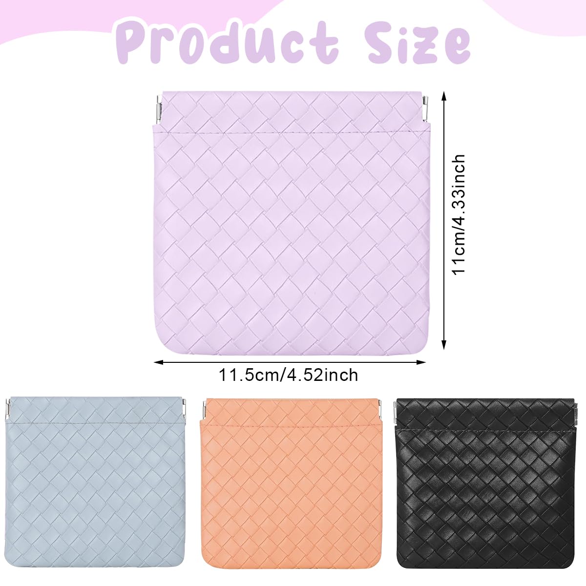 MAYCREATE 4Pcs Small Makeup Pouch Small Pouches Makeup Bag Mini PU Leather Cosmetic Bag Weave Makeup Pouches for Women Pocket Purse for Coin Lipstick Jewelry Organizer