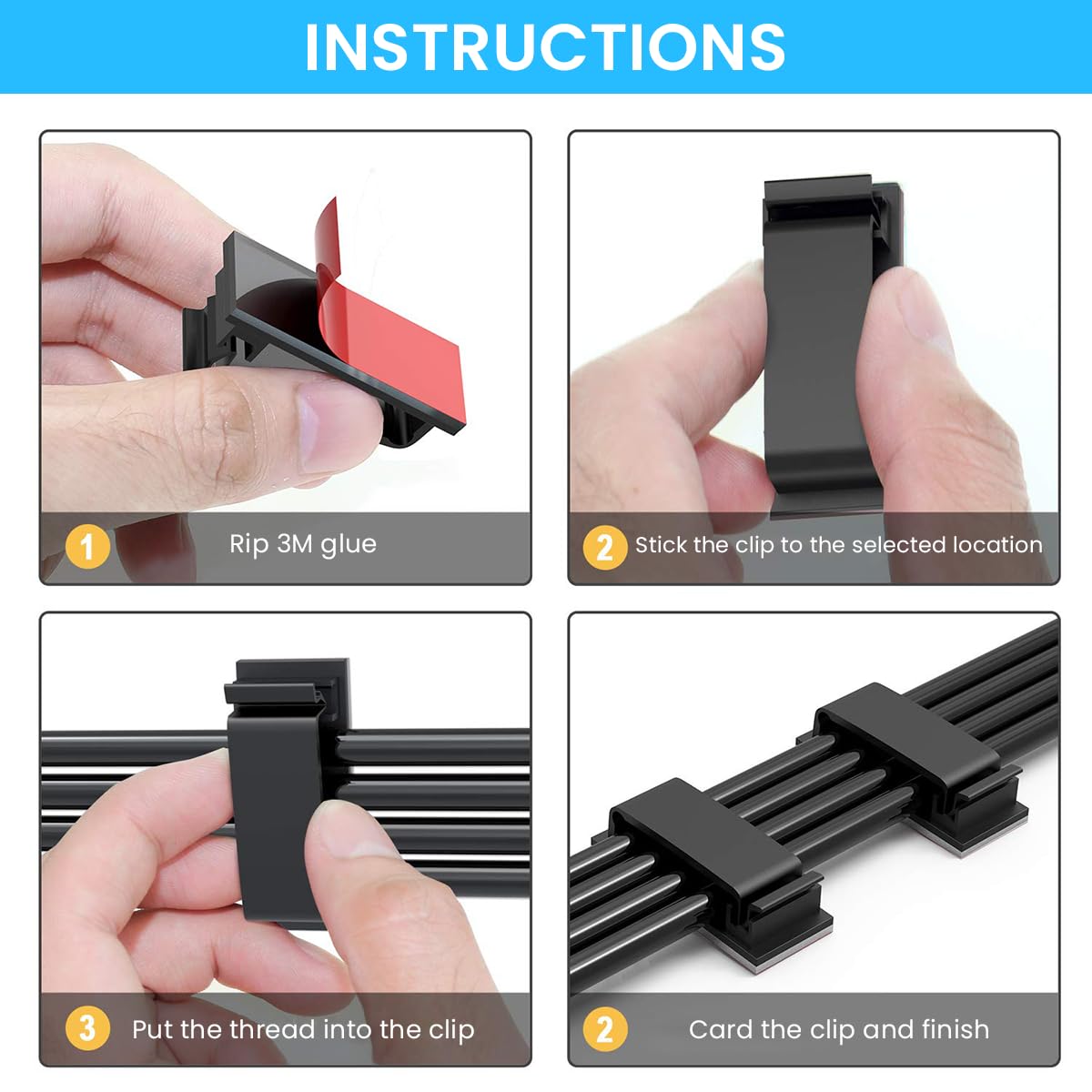 HASTHIP 152Pcs Cable Management Kit with 4 Cable Sleeve, 11 Silicone Cable Holder 10+2 Roll Cable Organiser Straps 15 Self Adhesive Cable Clips Holder 10 Large Cord Clips&100 Wire Organizer Ties (152Pcs)