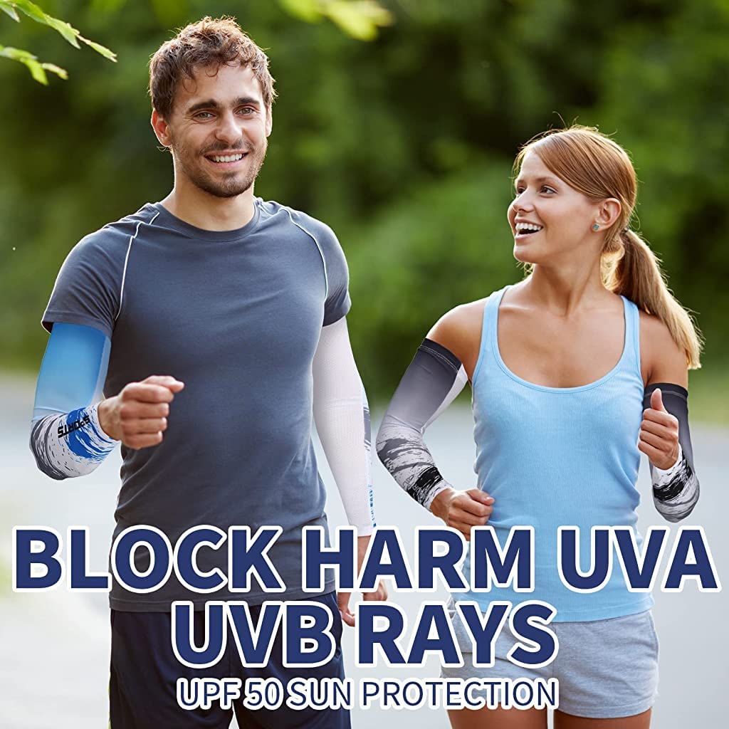 Optifit 2 Pair Arm Sleeves for Men Women, UV Protection and Sunblock Hand Sleeves For Driving, Cycling, Tennis, Cricket, Football, Golf, Outdoor, Gym, Riding(M)