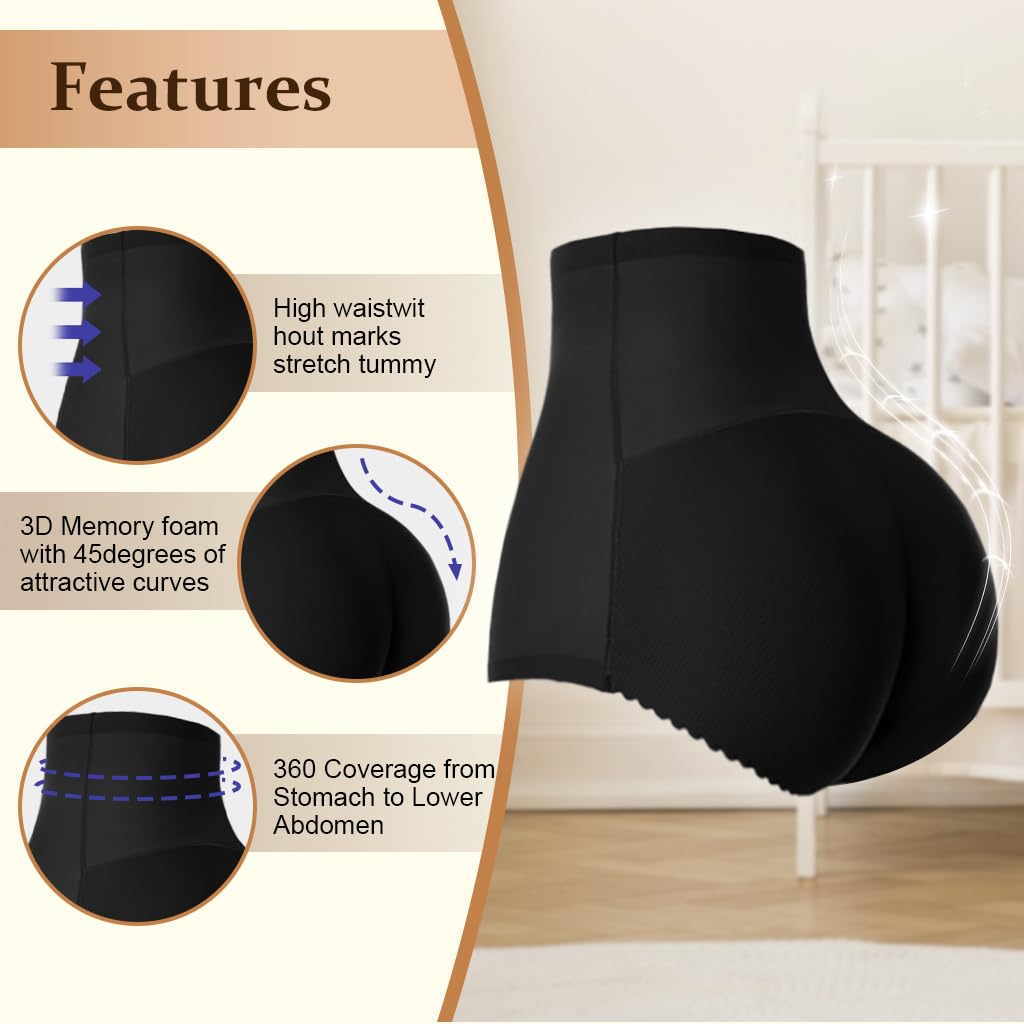 PALAY Butt Lifter Padded Underwear for Women Hip Pads Enhancer Shapewear Shorts Seamless Tummy Control Panties Body Shaper Brief, XL