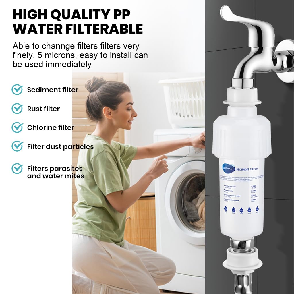 Serplex Sediment Water Filter for House Water System Water Filter Cartridge with 3 Replacement Filter Cartridge Universal Sediment Water Filter for Laundry, Kitchen, Bathroom, Toilet Water System