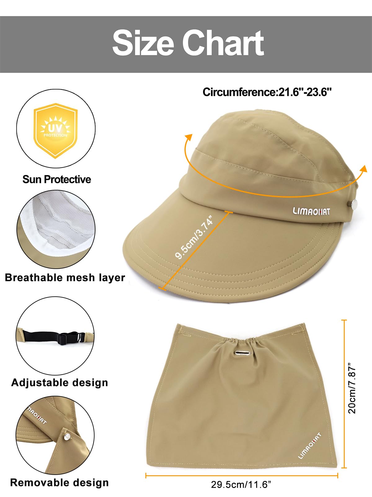 PALAY Bucket Hat for Women Stylish Sun Hats for Girls, Fashion Wide Brim Hat for Women Sun Protection Cap Summer Hats Lightweight Quick Dry Ponytail Foldable Beach Hat - Khaki
