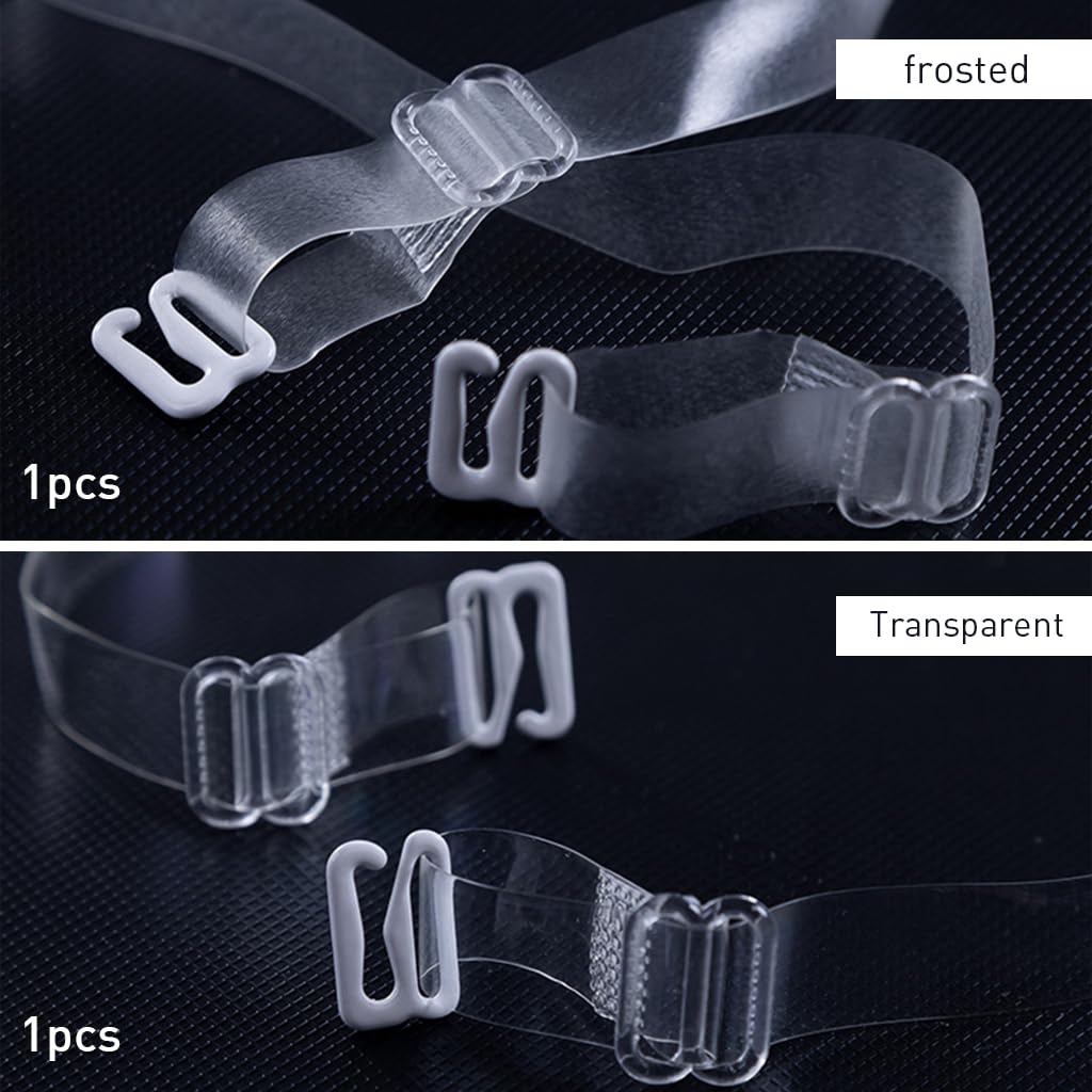 PALAY 2 Pairs Clear Bra Straps Invisible Replacement Bra Straps Adjustable Invisible Clear Bra Straps 1.2cm Width Clear Bra Straps for Off Shoulders, Evening Dress