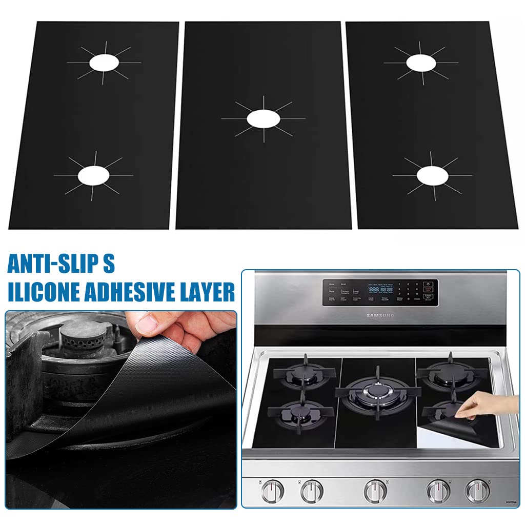 HASTHIP 3pcs Stove Protector for Gas Range, Stove Burner Liners, Stove Burner Covers for Gas Stove Top Cleaning Kitchen Tools (10.6 * 21.3'')