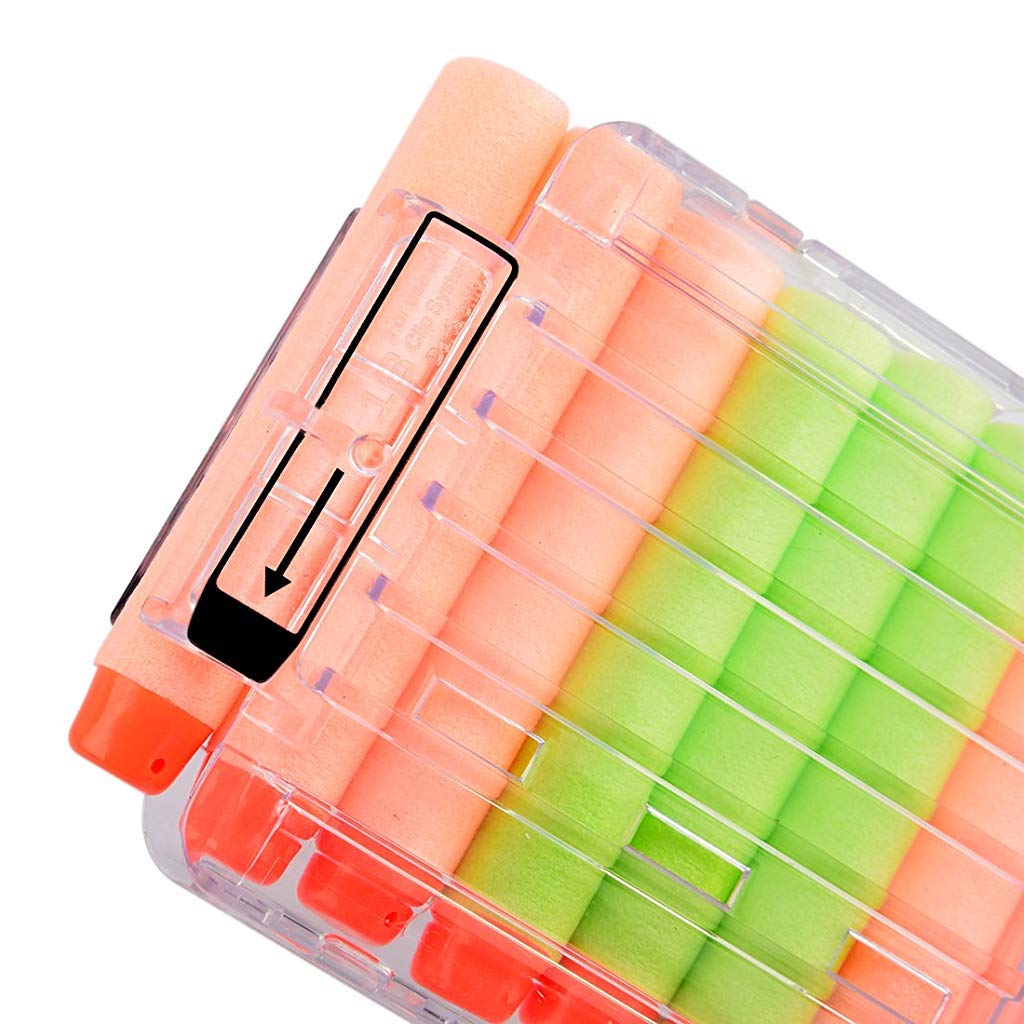 PATPAT Soft Bullet Clip Quick Reload Clip for Nerf Elite Series Pack of 18 Bullets Ammo Cartridge Dart Nerf Clip, Plastic Toy Gun for Nerf Gun Bullet, Best Gifts for Boys - Transparent