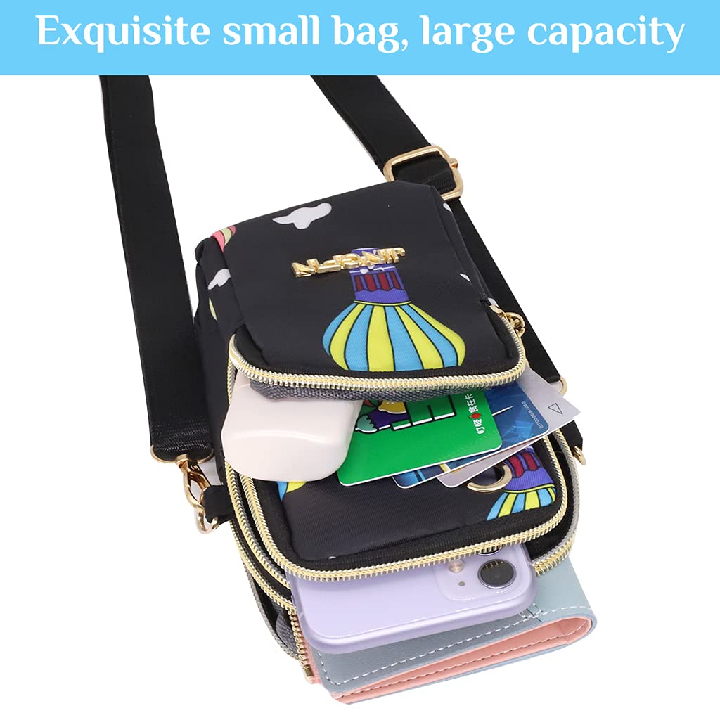 PALAY Small Cross Body Bag, Multifunction 3 Layer Mini Crossbody Shoulder Bag Phone Purse Armband with Headphone Port for Teens Girls Ladies Women (Multi-color)