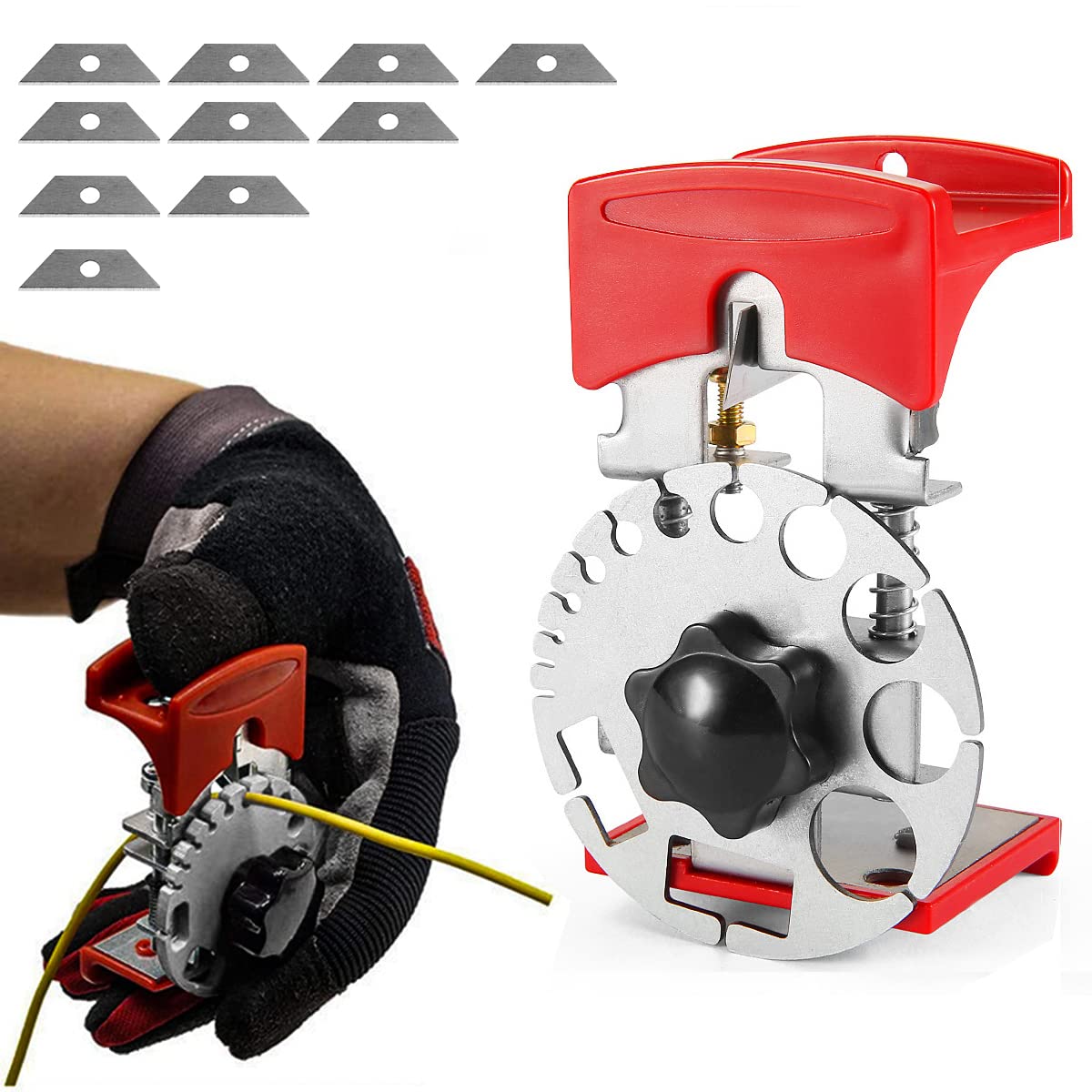 Serplex Handheld Quick Wire Stripper Tool with 10 Blade, Stainless Steel Disc, Multifunction Cable Wire Stripper for All Standard Round Cables, Wire Cable Cutter Copper Wire Stripping Tool