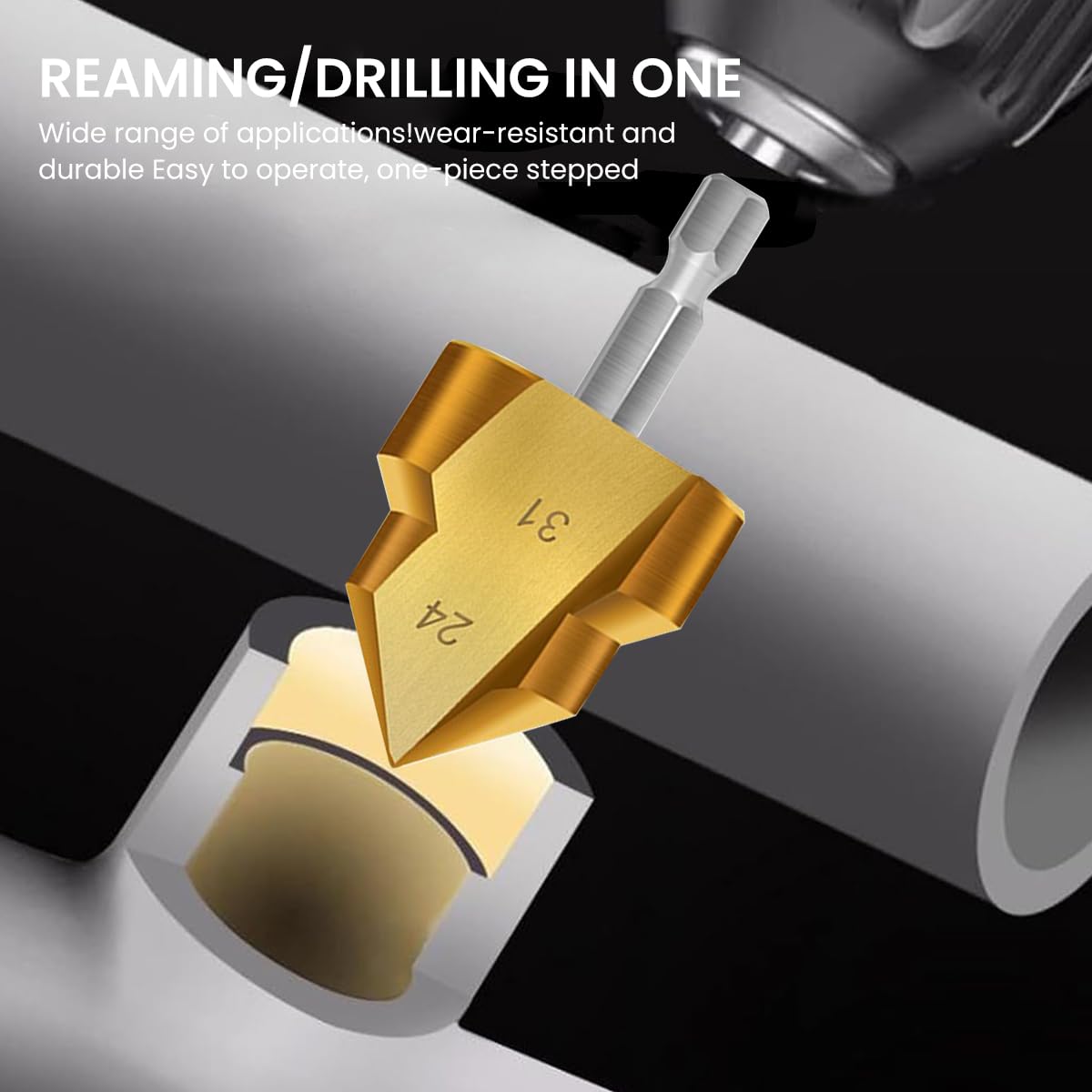 Serplex 3Pcs PPR Lifting Drill Bit 3 Sizes Titanium Coated Steel Drill Bit 1/4 Inch Hex Shank Water Pipe Expansion Drill Puncher Hole Opener Expander For PVC, Plastic, PPR, and Rubber Tube