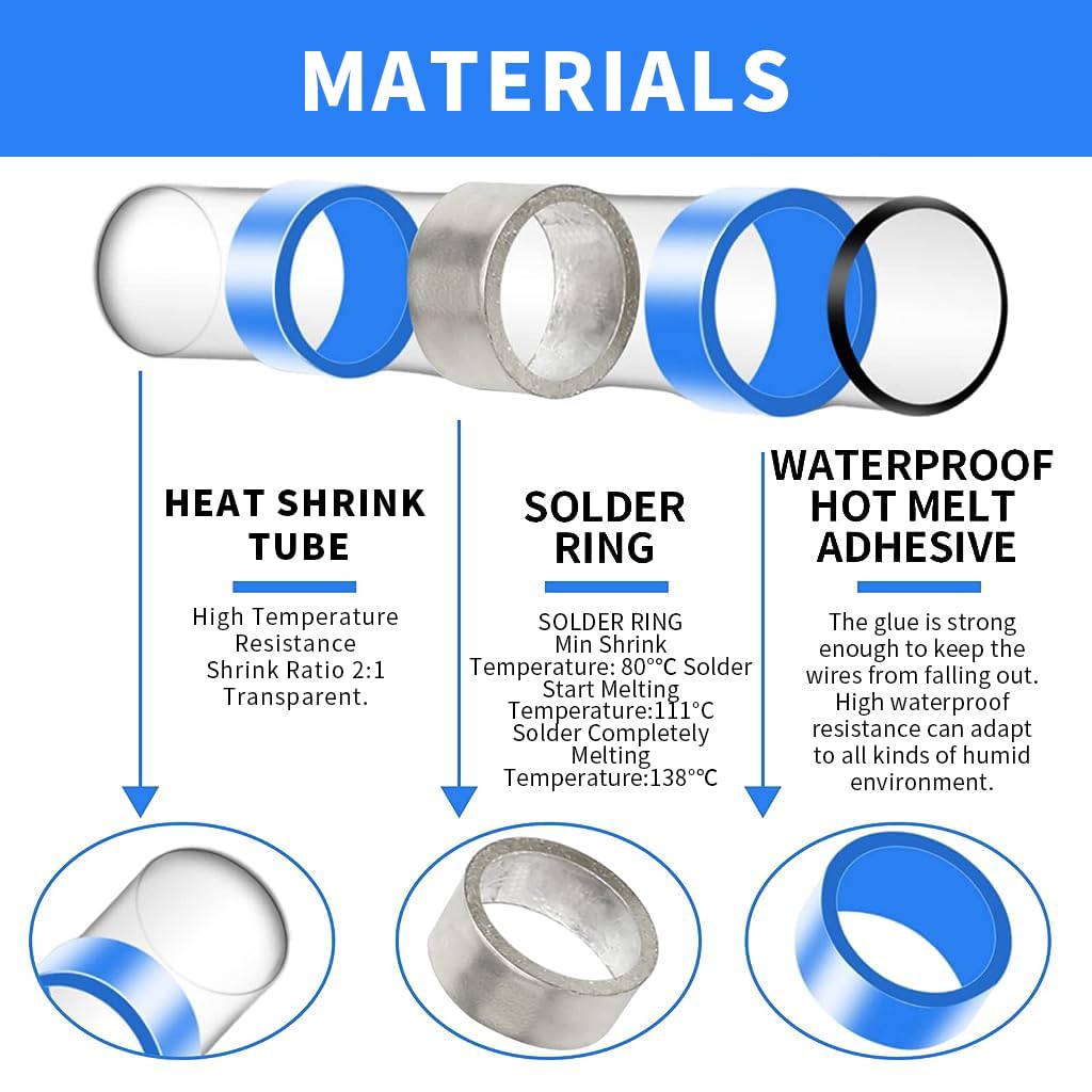 Serplex 120pcs Solder Seal Wire Connector Heat Shrink Tube Solder Connectors Solder Terminals Heat Shrink Wire Connectors Solder Sleeve Waterproof Insulated Automotive Marine Electrical Wire Terminal