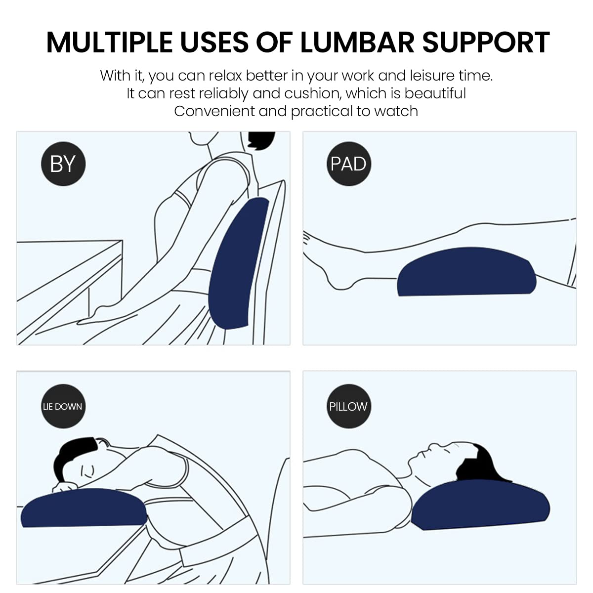 HANNEA Inflatable Travel Pillow, Portable Inflatable Back Support Suitable for Travel, Lumbar Support Pillow for Office/Computer Chair and Car Seat Cushion