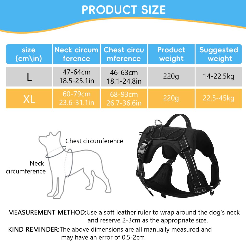 Qpets Adjustable Dog Harness, Dog Belt Upgraded Seat Belt Buckle, No-Pull Pet Harness Easy Control & Military Standard Material - XL, Chest (Min 26.7'' - Max 36.6