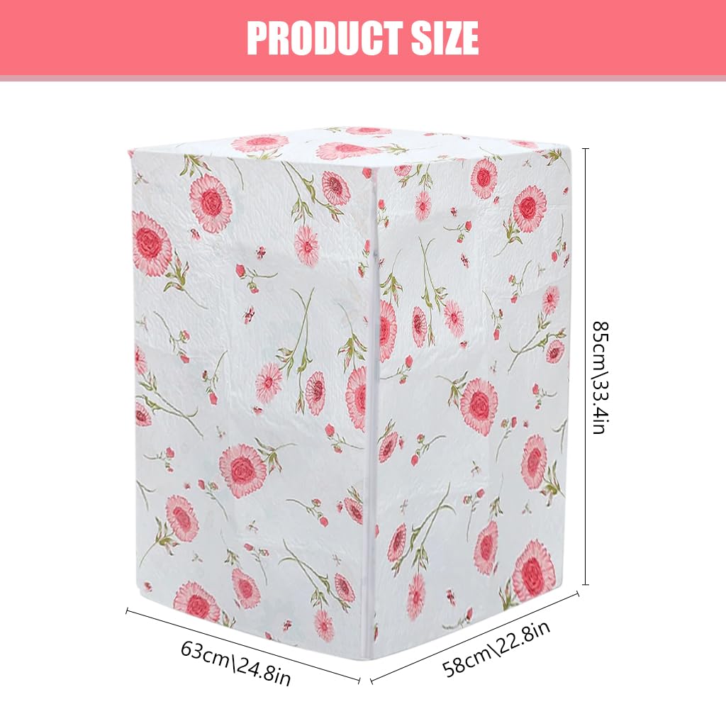 HASTHIP Washing Machine Dust Cover Front-Loading Washing Machine Dust Cover PEVA Washing Machine Fashion Floral Print Household Washing Machine Dust Cover