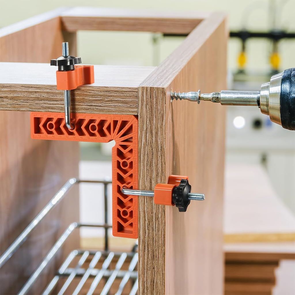 Serplex 90 Degree Carpenter Square Positioning Tools, 3'' & 4'' Right Angle Positioning Tool with 8 Clamps Carpenter Tools For Wood Work Corner Clamps Woodworking Tool for Pictures Frames, Cabinets