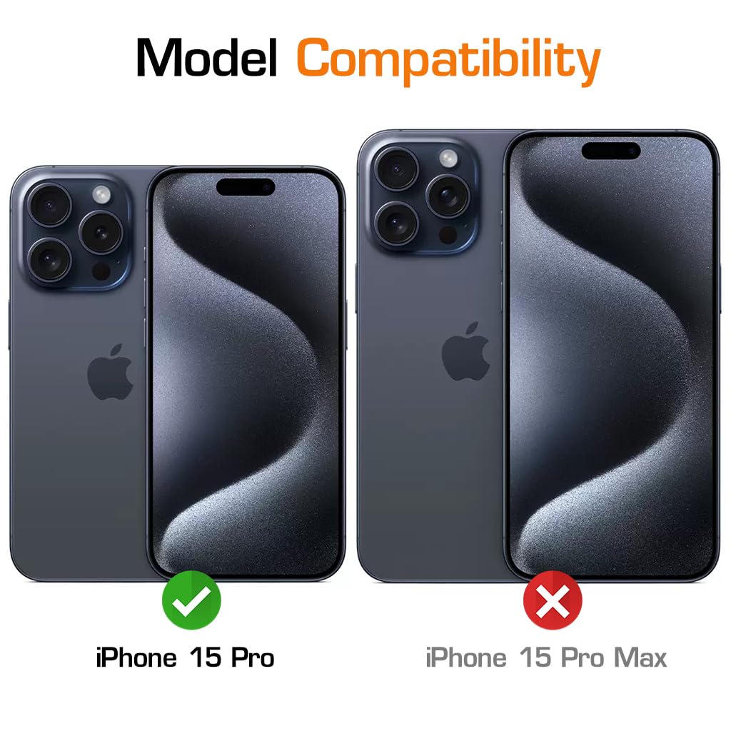 ZORBES Phone Case for iPhone 15 Pro Anti-Scratch Rubber Framed Phone Cover with Metal Button Cover, Magnet Ring Design Compatible with MagSafe Full Protection Phone Case for iPhone 15 Pro 6.1