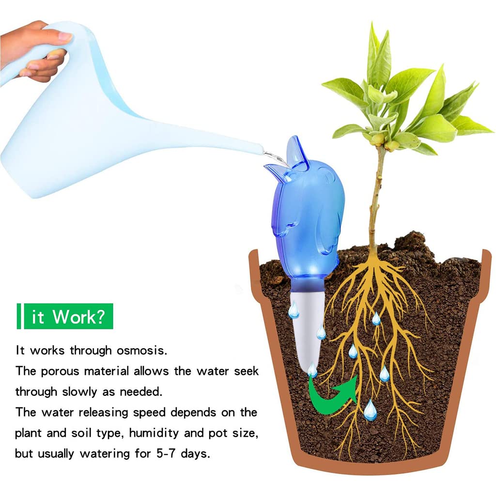 HASTHIP 4Pcs Drip Irrigation Kit for Pots Plant with Bottles, Creative Ceramics Plant Watering Device for Watering 4-7 Days, Automatic Watering Gadget for Garden Home Office Travel Vacation