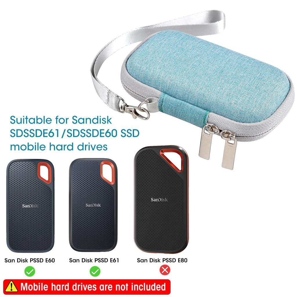 Verilux Carrying Case for SSD, Storage Bag for SanDisk 500GB 1TB 2TB 4TB Portable SSD SDSSDE61/ SDSSDE60, Storage Case for Solid State Drive EVA Waterproof Storage SSD Travel Bag, No SSD Included