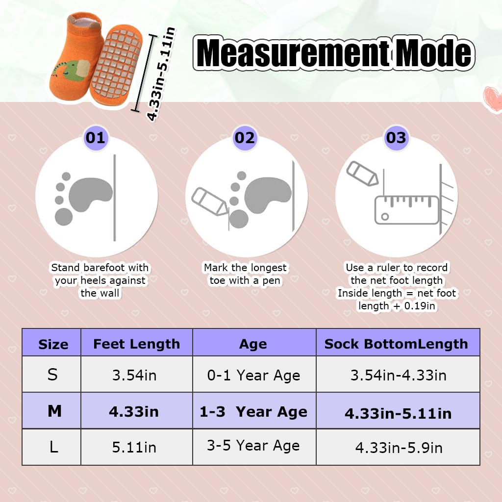 SNOWIE SOFT 5 Pairs Baby Socks Set 0 to 6 Months, Antislip Socks for New Born Baby, Non Slip Grip Ankle Socks with Non Skid Soles Infants Socks for Toddler Girls Boys 6-12 Months Baby Shower Gifts