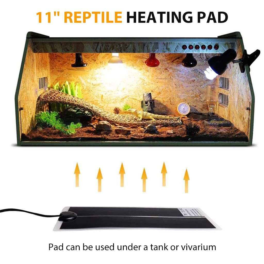 Qpets Reptile Heating Pad, 14W Pet Heater with Controller Reptile Heating Board, IPX7 Waterproof Crawler Pet Heating Pad Warm Board Best for Snakes, Lizards, Geckos, Tortoises (11x11 Inch)