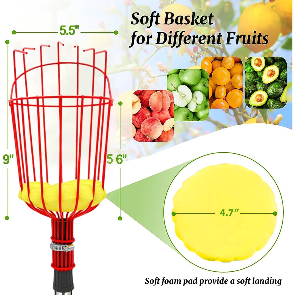 HASTHIP 320cm Fruit Picker with Basket and Telescopic Pole, Fruit Plucker for Coconut, Mango and More, Easy to Use Fruits Catcher Tree Picker
