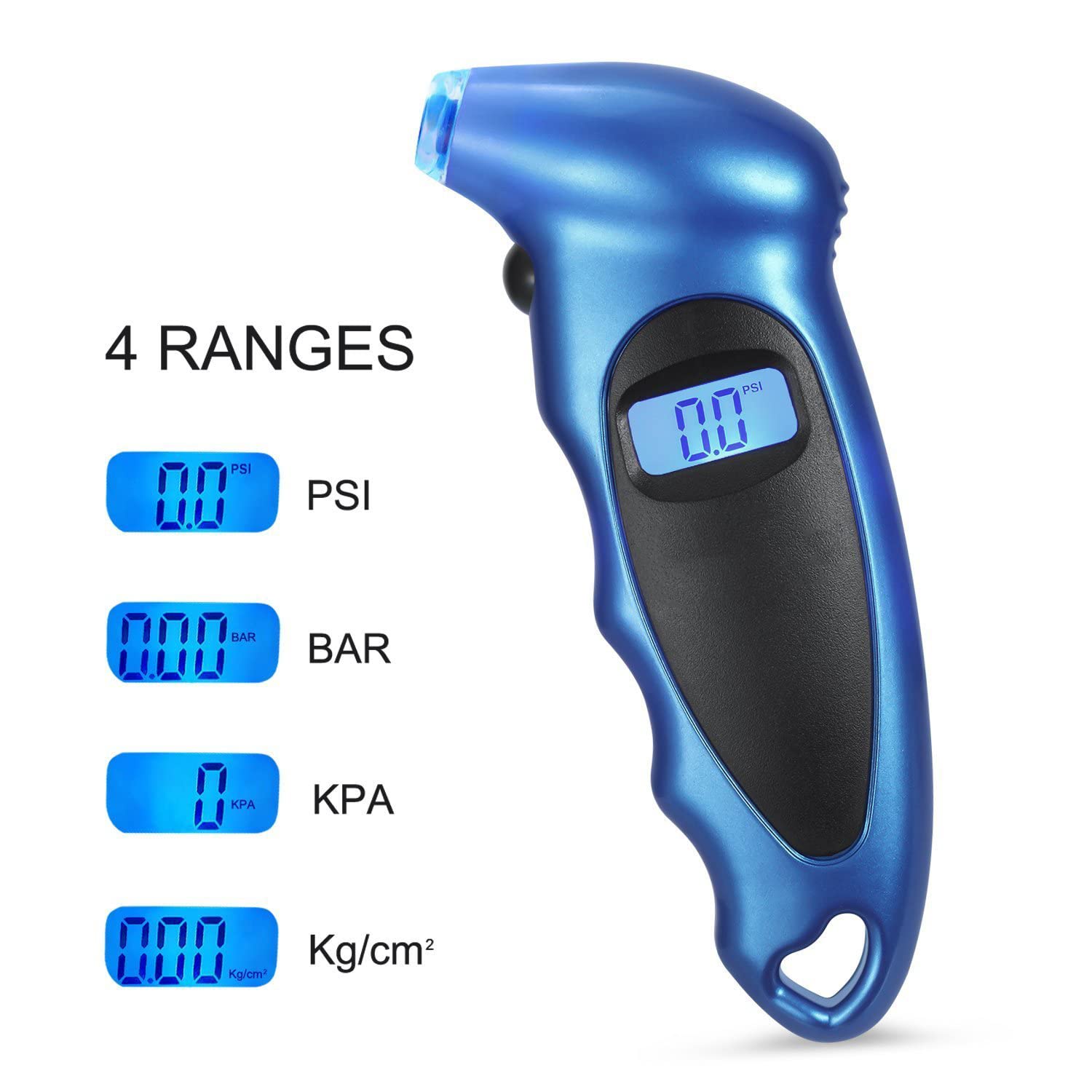 STHIRA Tyre Pressure Gauge Digital, Tyre Air Pressure Gauge 150 PSI 4 Settings for Car Truck Bicycle with Backlit LCD and Non-Slip Grip Blue